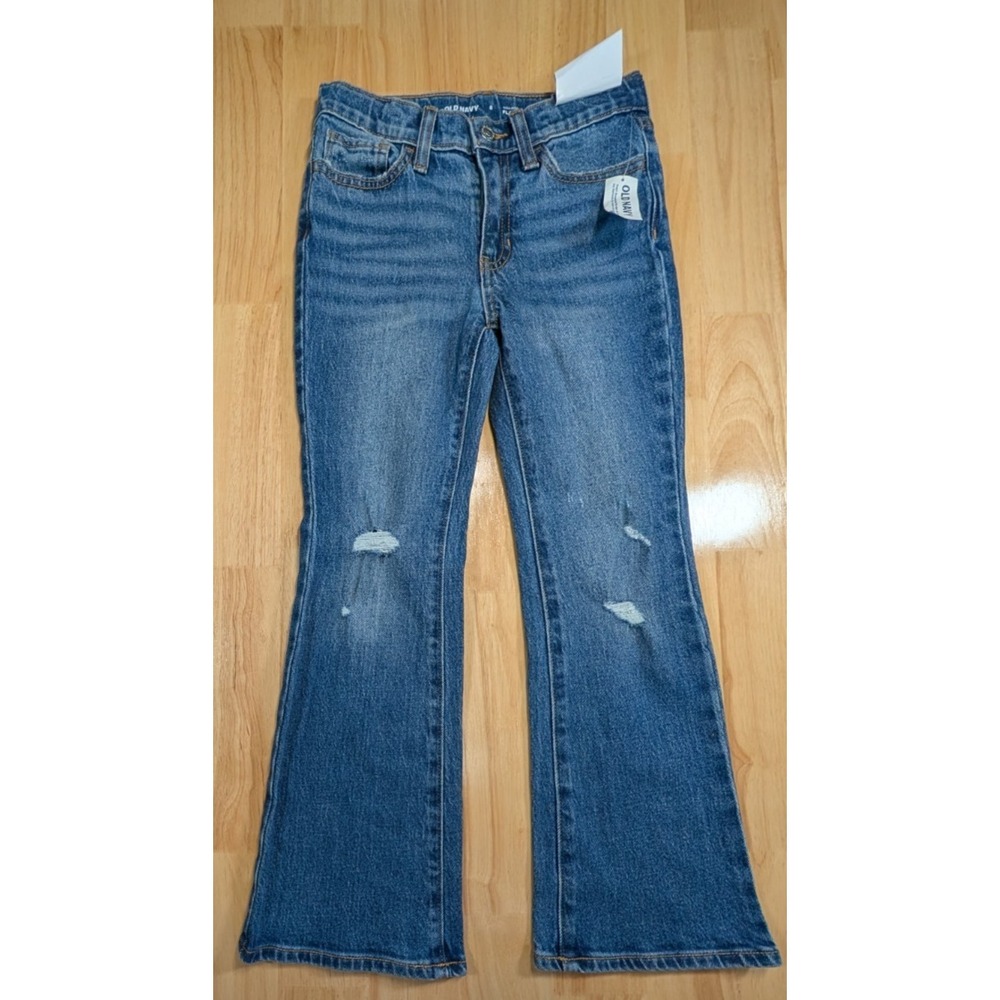 Old Navy Girls Size 8 Flare Jeans NWT High Rise Distressed Blue